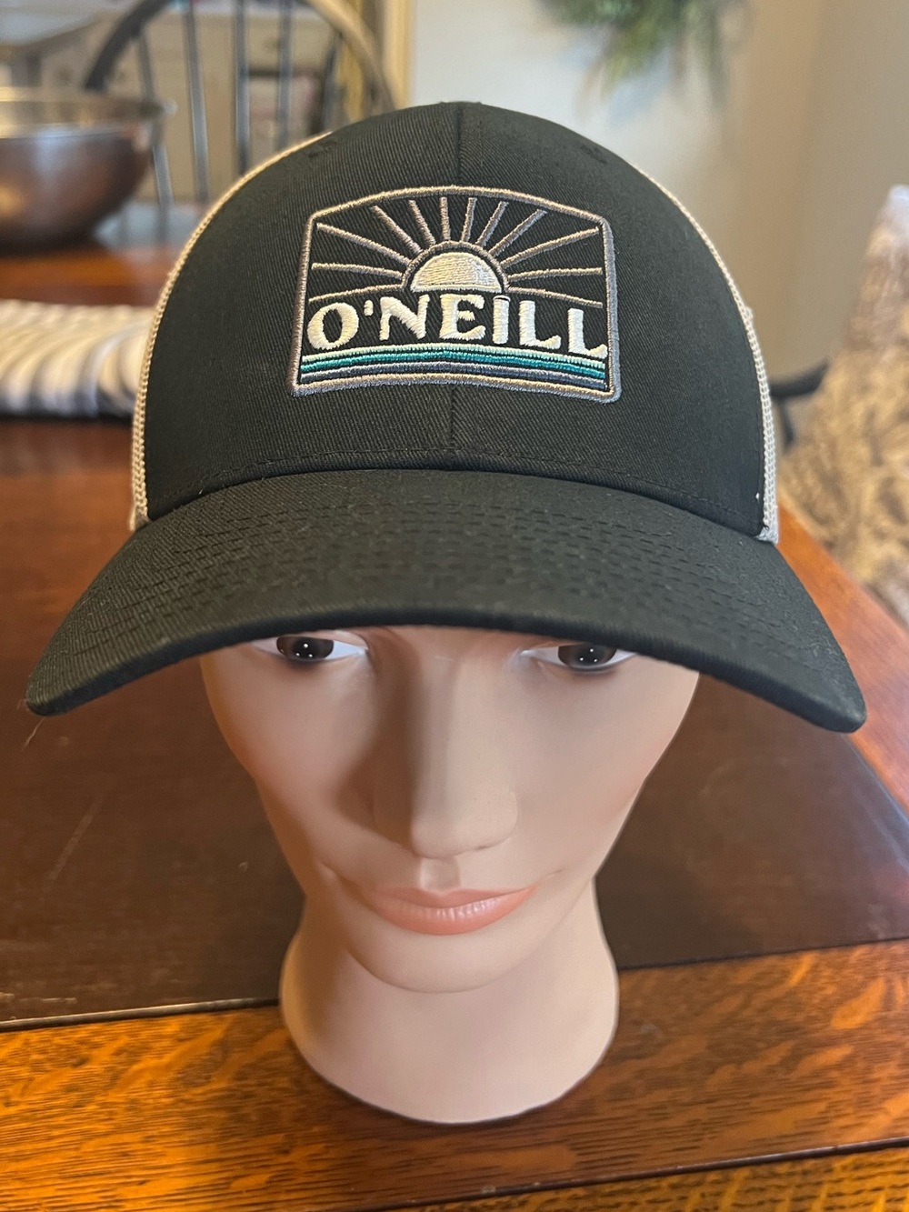 O'Neill Black and White Mesh Logo Trucker Hat
